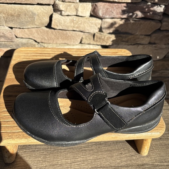 Clarks black leather & suede Roseville Mary Jane shoes 7.5comfy trendy soft - Picture 13 of 14